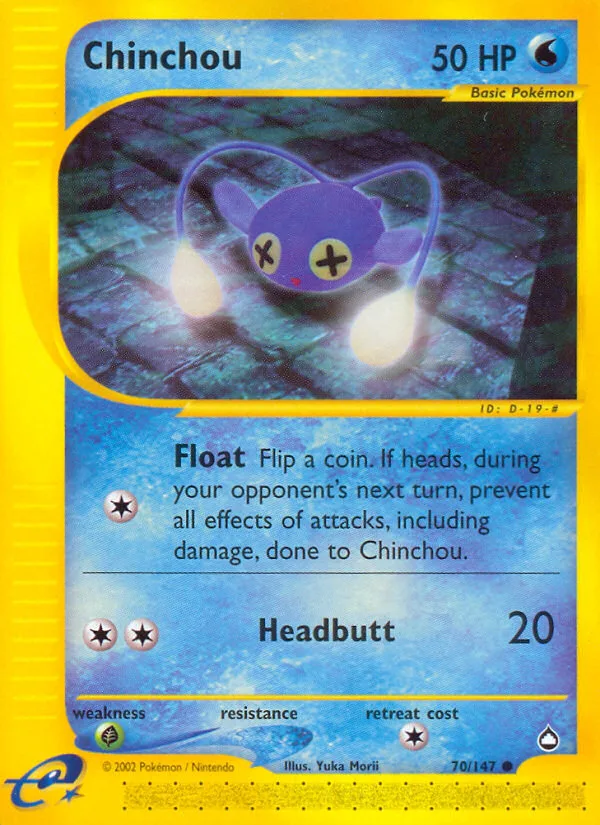 Chinchou #70 Aquapolis Pokemon card