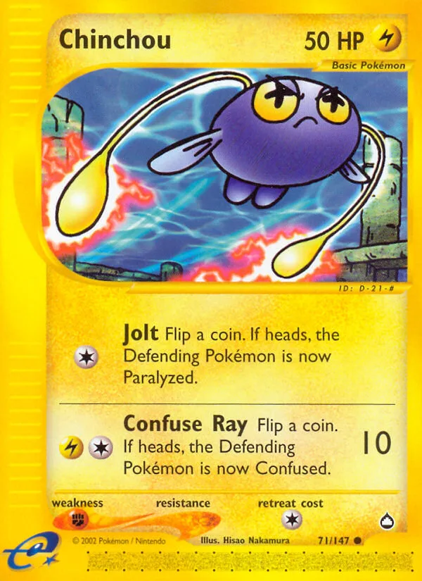 Chinchou #71 Aquapolis Pokemon card