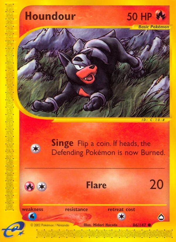 Houndour #86 Aquapolis Pokemon card