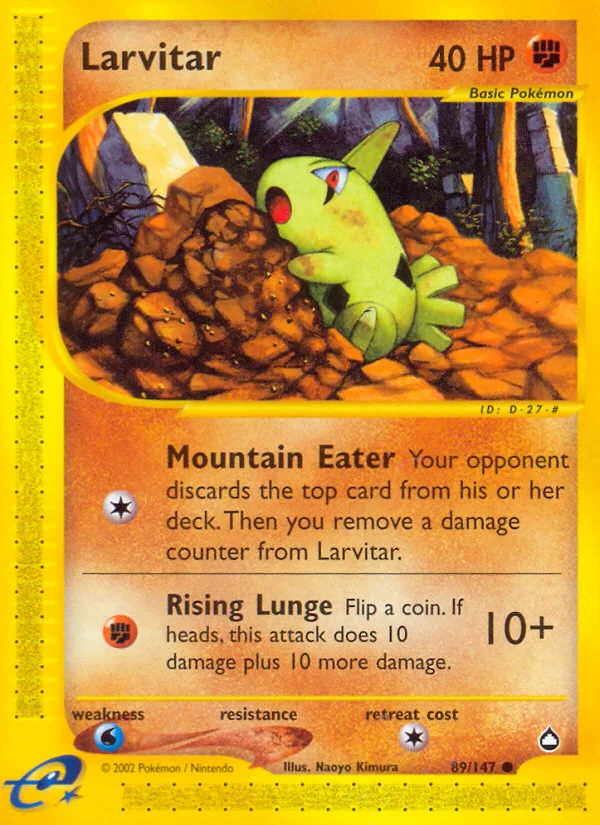 Larvitar #89 Aquapolis Pokemon card