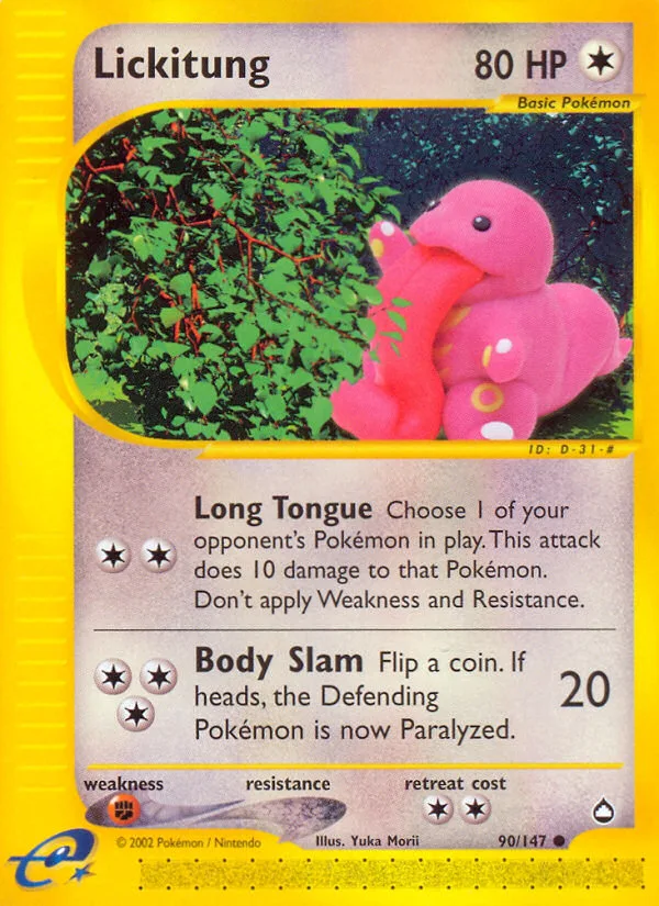 Lickitung #90 Aquapolis Pokemon card