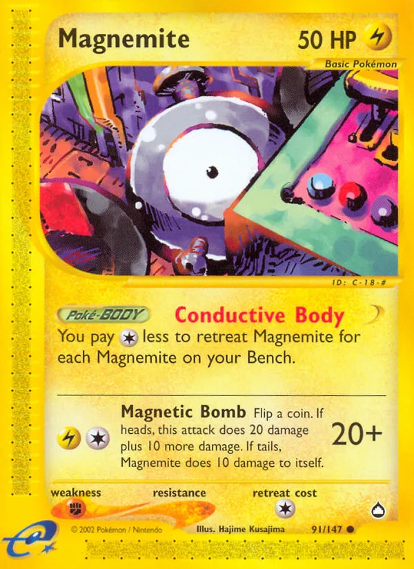 Magnemite #91 Aquapolis Pokemon card
