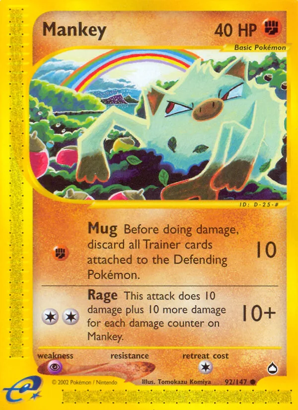Mankey #92 Aquapolis Pokemon card