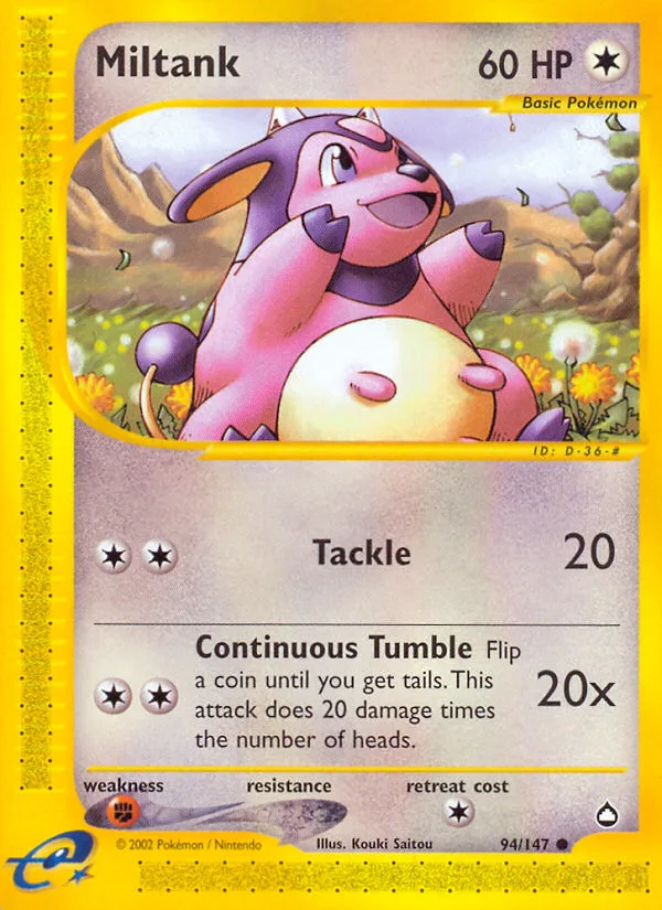 Miltank #94 Aquapolis Pokemon card
