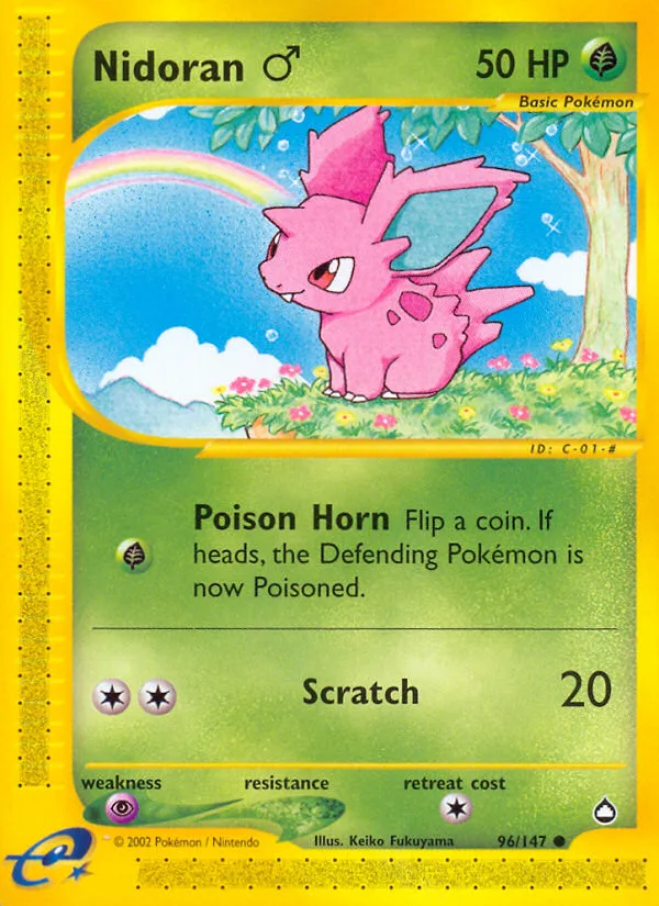Nidoran ♂ #96 Aquapolis Pokemon card