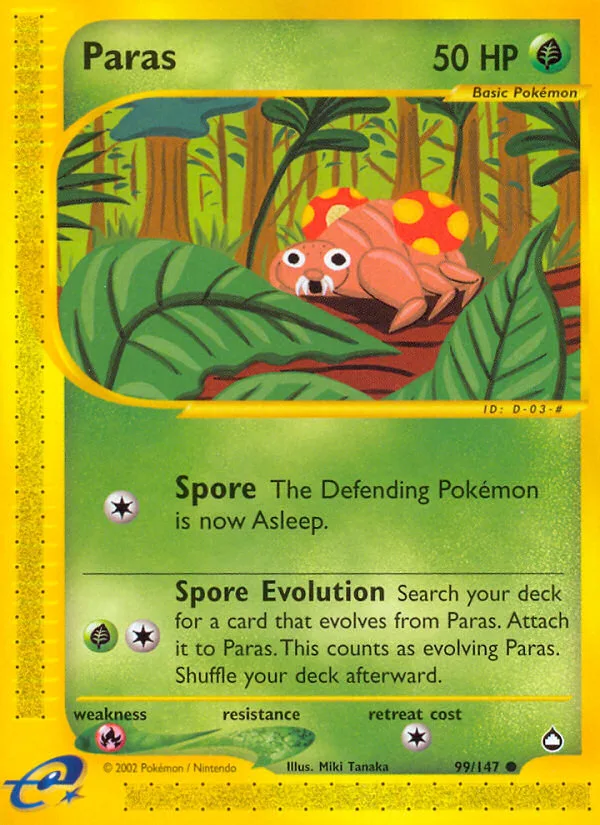 Paras #99 Aquapolis Pokemon card