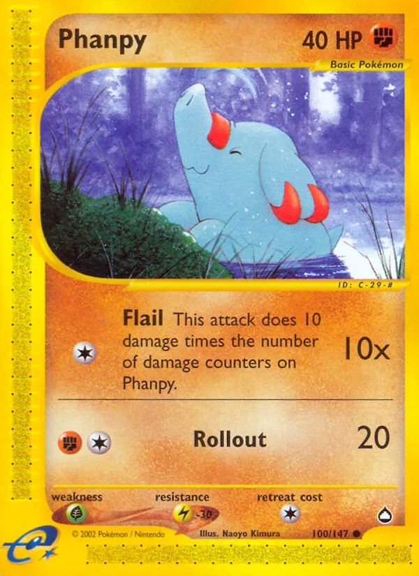 Phanpy #100 Aquapolis Pokemon card