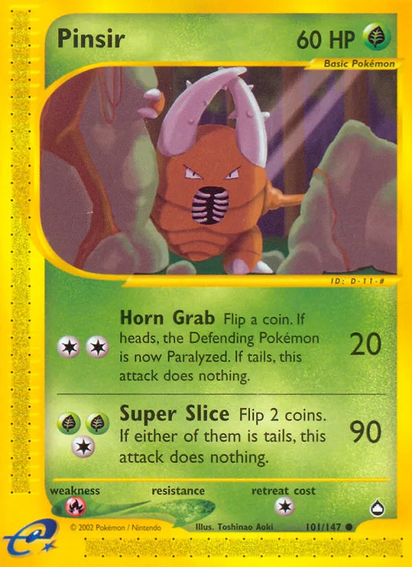 Pinsir #101 Aquapolis Pokemon card