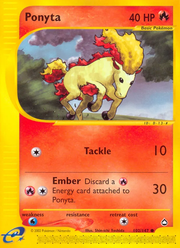 Ponyta #102 Aquapolis Pokemon card