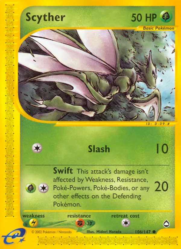 Scyther #106 Aquapolis Pokemon card