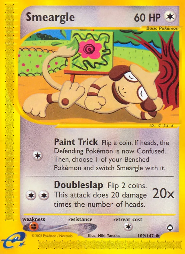 Smeargle #109 Aquapolis Pokemon card