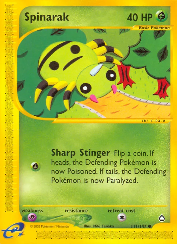 Spinarak Aquapolis card