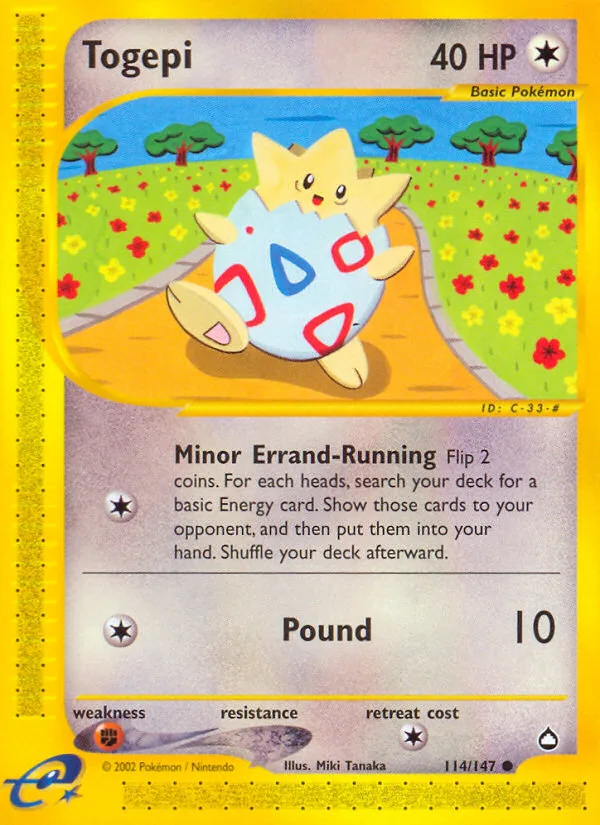 Togepi #114 Aquapolis Pokemon card