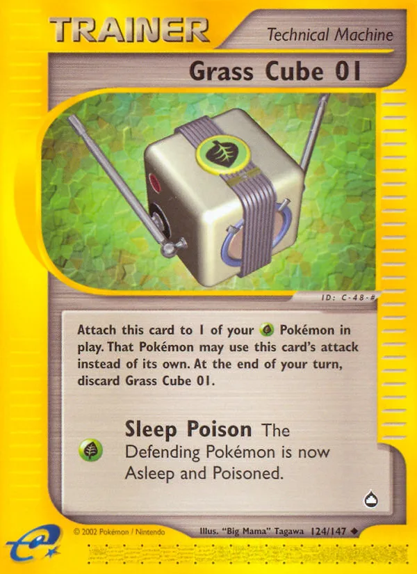Grass Cube 01 #124 Aquapolis Pokemon card