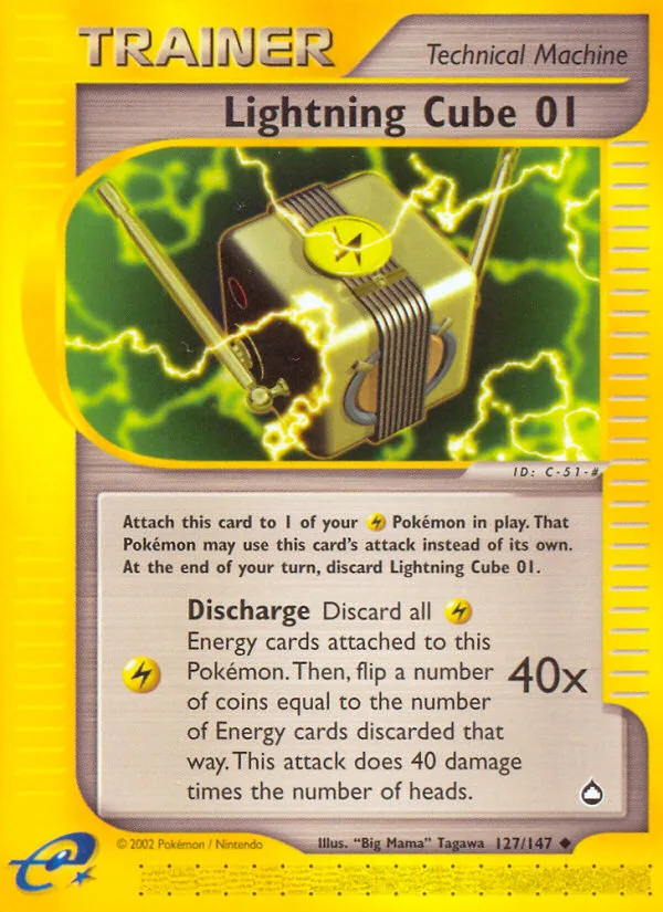Lightning Cube 01 #127 Aquapolis Pokemon card