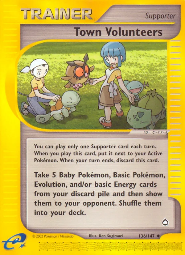 Town Volunteers #136 Aquapolis Pokemon card