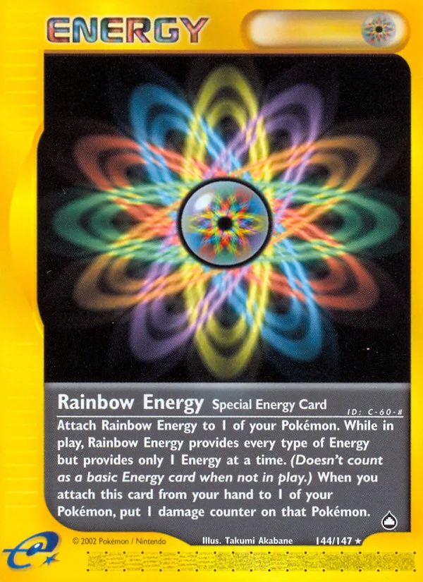 Rainbow Energy #144 Aquapolis Pokemon card