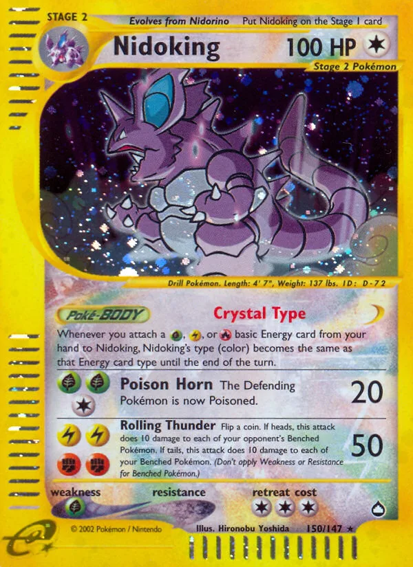 Nidoking #150 Aquapolis Pokemon card