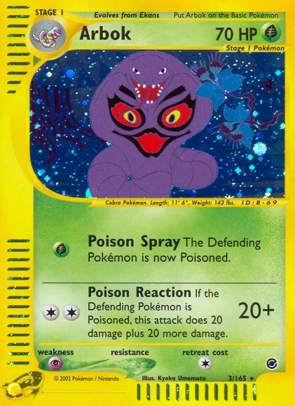 Arbok #3 Expedition Base Set Pokemon card
