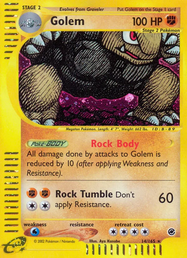 Golem #14 Expedition Base Set Pokemon card