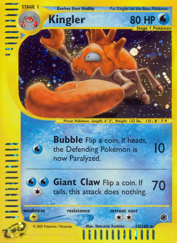 Kingler #15 Expedition Base Set Pokemon card