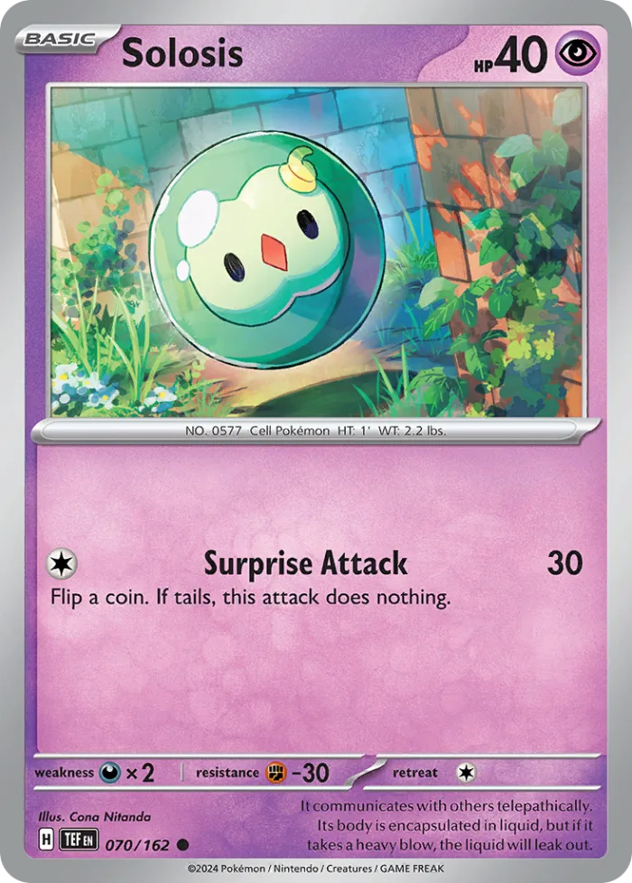 Solosis #70 Temporal Forces Pokemon card