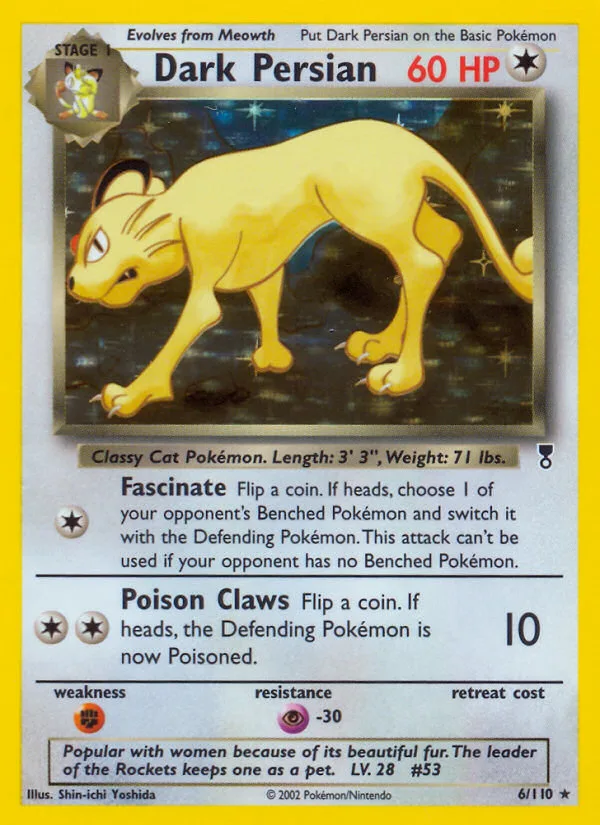 Dark Persian #6 Legendary Collection Pokemon card