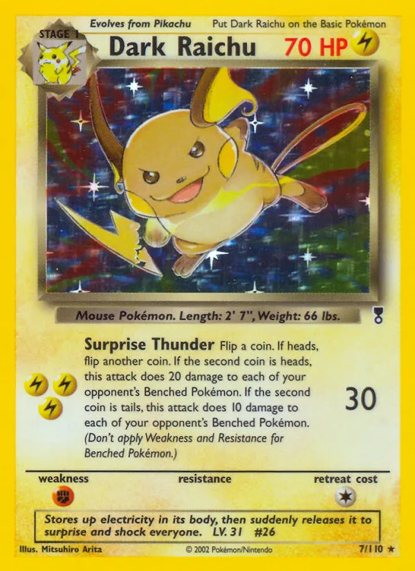 Dark Raichu #7 Legendary Collection Pokemon card