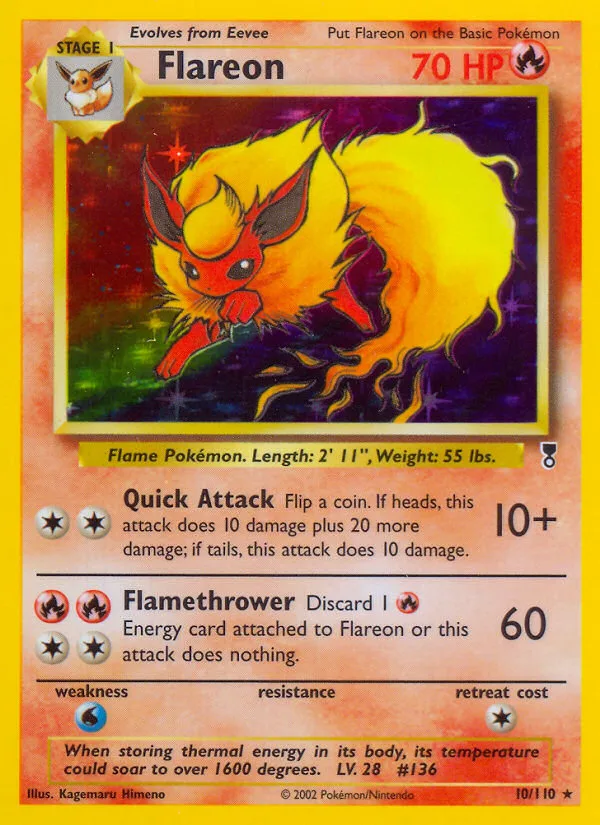 Flareon #10 Legendary Collection Pokemon card