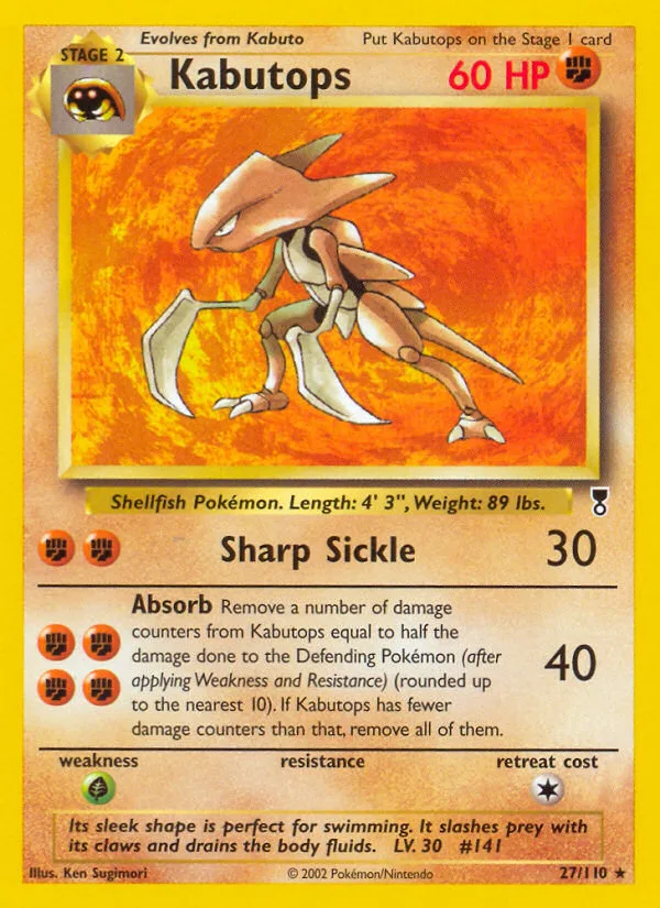 Kabutops #27 Legendary Collection Pokemon card