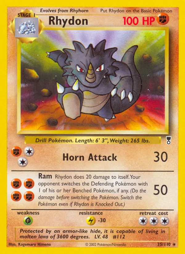 Rhydon #35 Legendary Collection Pokemon card