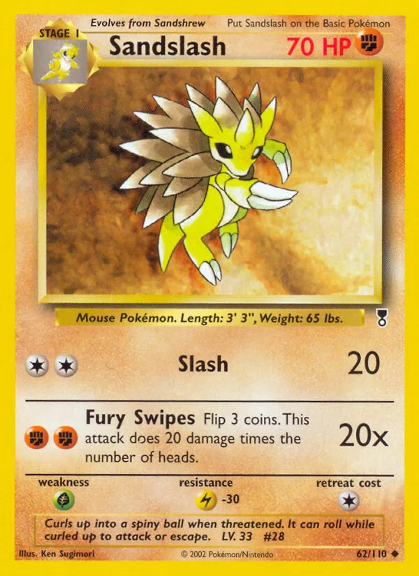 Sandslash #62 Legendary Collection Pokemon card
