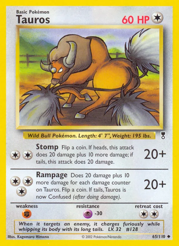 Tauros #65 Legendary Collection Pokemon card