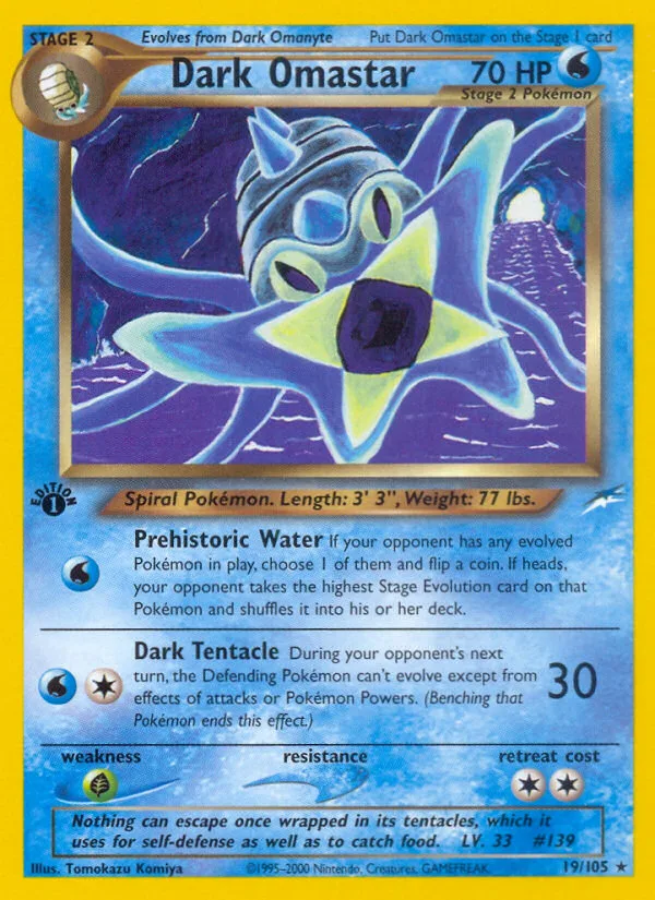 Dark Omastar #19 Neo Destiny Pokemon card