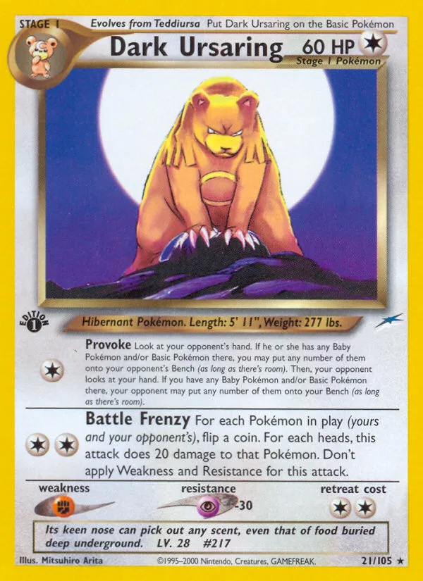 Dark Ursaring #21 Neo Destiny Pokemon card