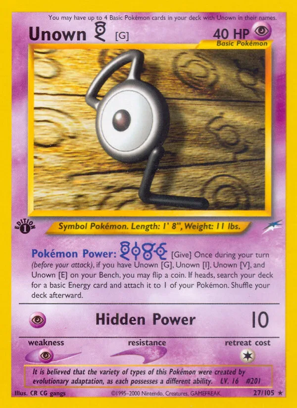 Unown [G] #27 Neo Destiny Pokemon card