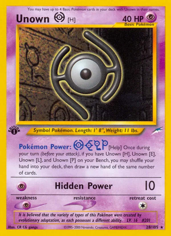 Unown [H] #28 Neo Destiny Pokemon card