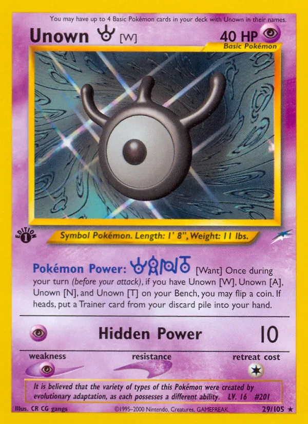 Unown [W] #29 Neo Destiny Pokemon card
