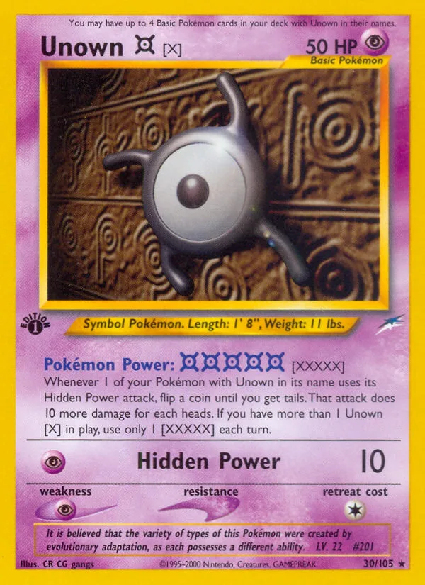 Unown [X] #30 Neo Destiny Pokemon card