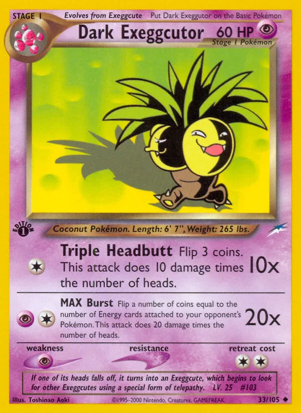 Dark Exeggutor #33 Neo Destiny Pokemon card