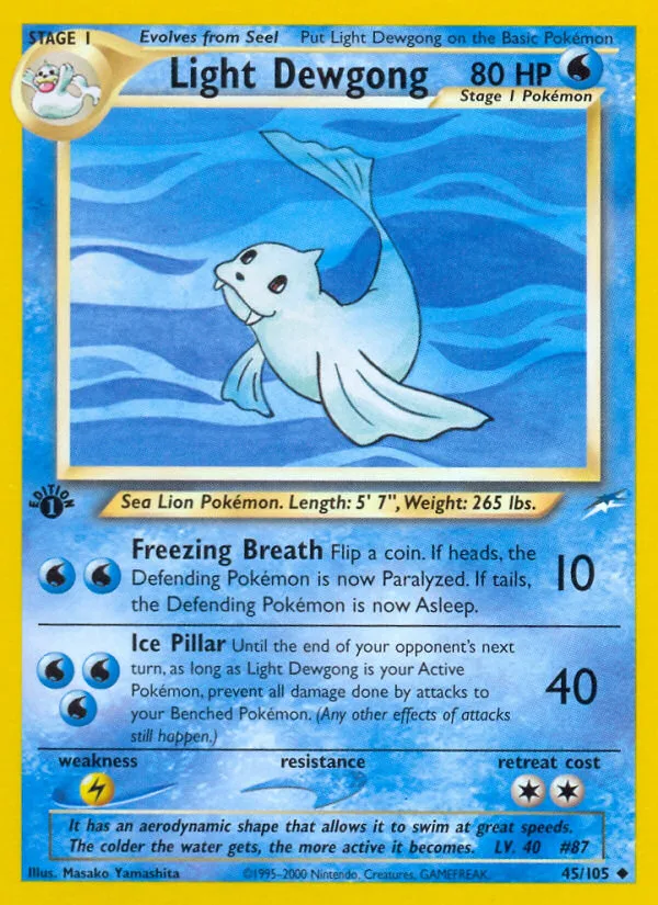 Light Dewgong #45 Neo Destiny Pokemon card