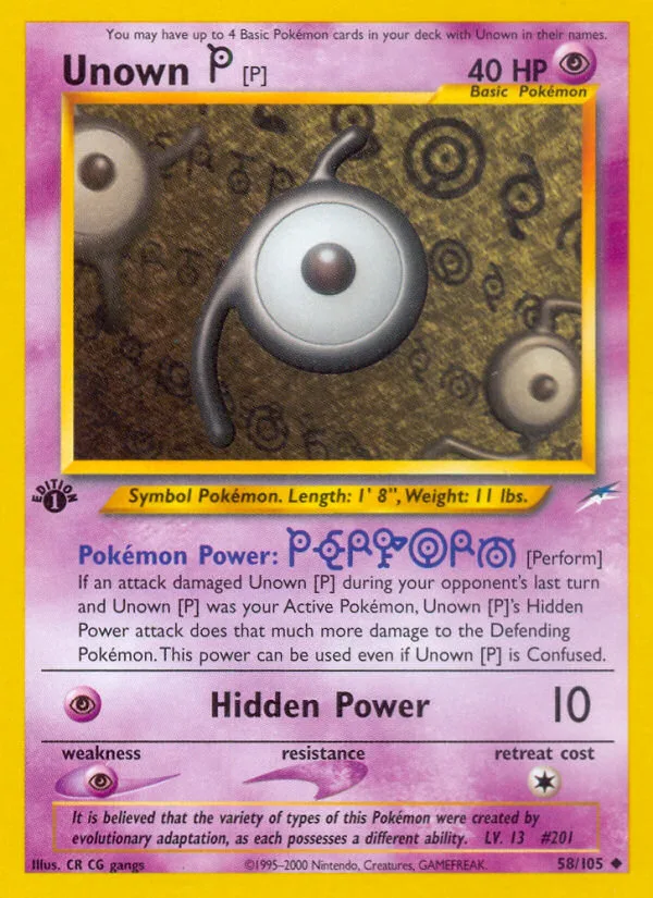 Unown [P] #58 Neo Destiny Pokemon card