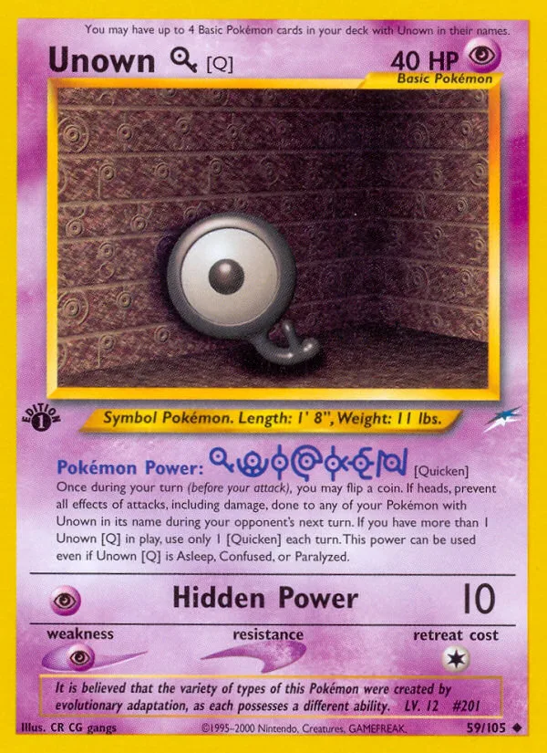 Unown [Q] #59 Neo Destiny Pokemon card