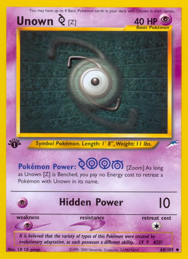 Unown [Z] #60 Neo Destiny Pokemon card