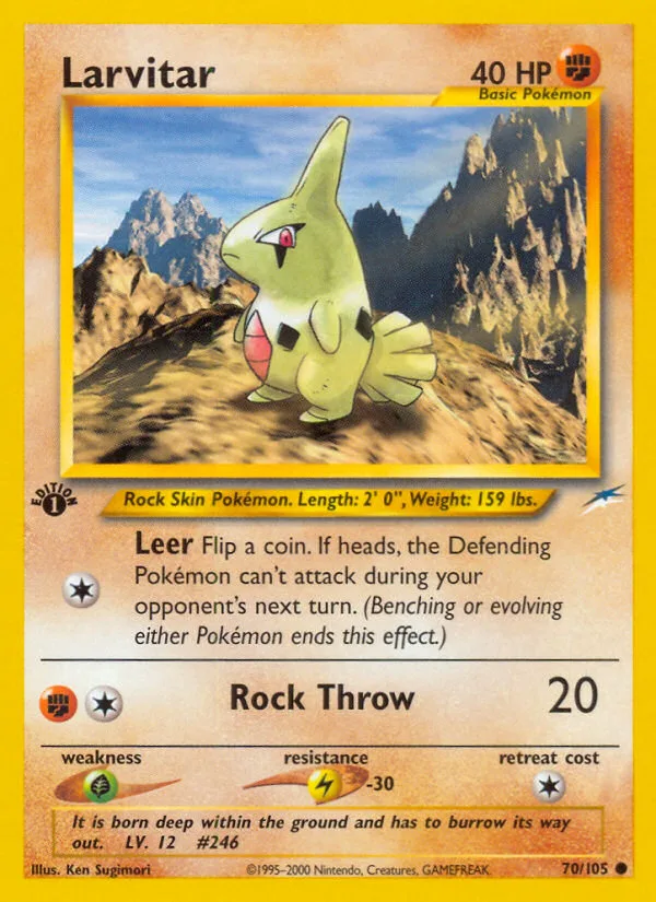 Larvitar #70 Neo Destiny Pokemon card
