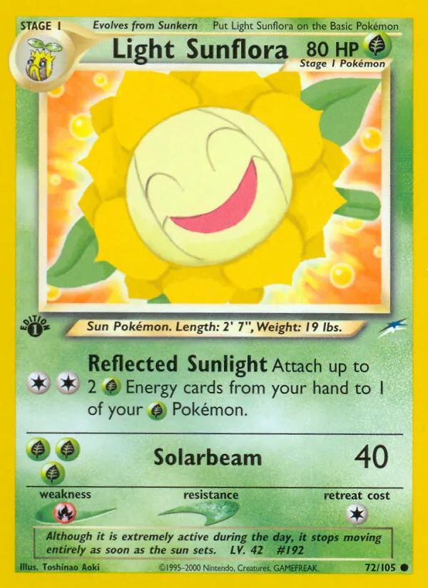 Light Sunflora #72 Neo Destiny Pokemon card