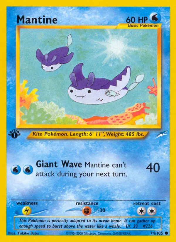 Mantine #74 Neo Destiny Pokemon card