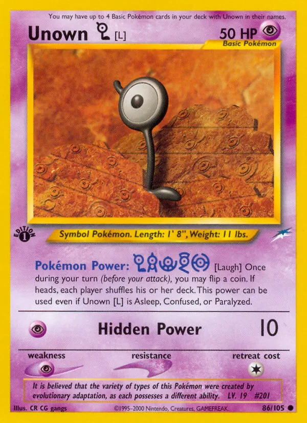 Unown [L] #86 Neo Destiny Pokemon card