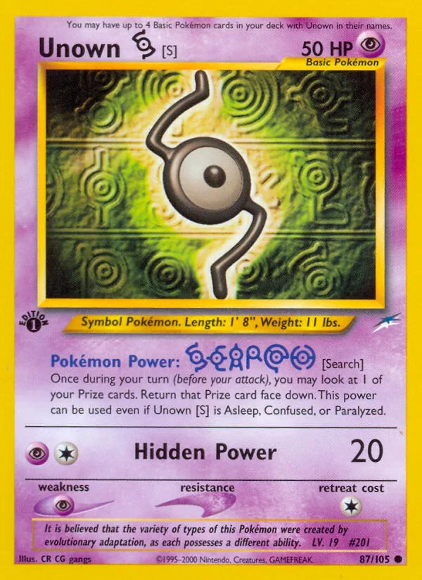 Unown [S] #87 Neo Destiny Pokemon card