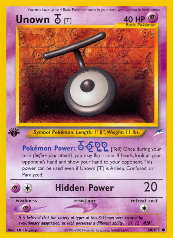 Unown [T] #88 Neo Destiny Pokemon card